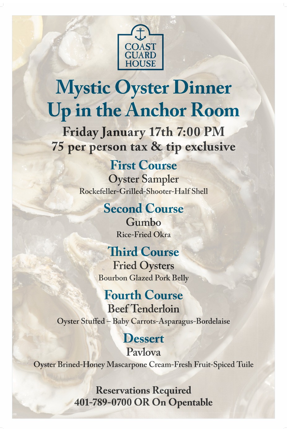 Local Oyster Dinner with Mystic Oysters event photo