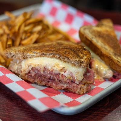 Corned beef sandwich and fries.