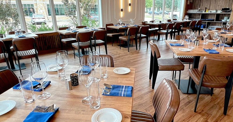 Dining tables and seating, wide view