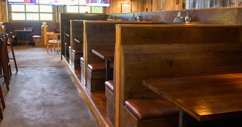 Interior, seating booths lined up