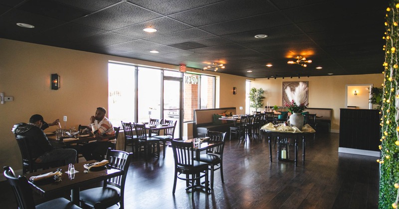 Interior, tables and chairs