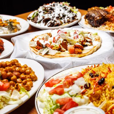 Various dishes served on the table.