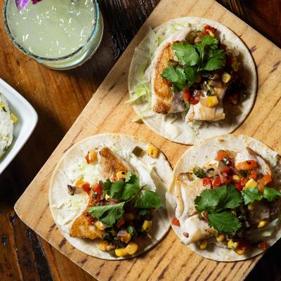 Fish Tales Tacos (not tails) at 13 Tacos & Taps.