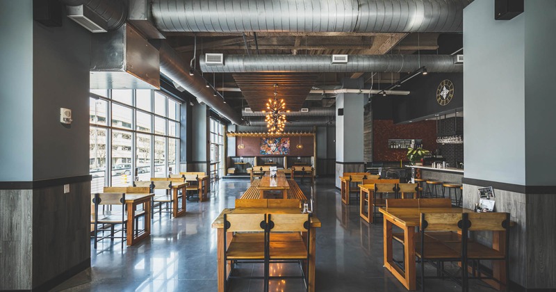 Restaurant interior, seating space