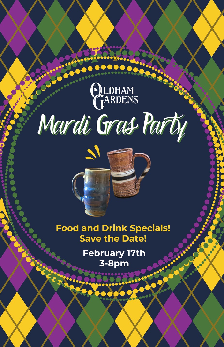 🎭💜💛 Mardi Gras Party at Oldham Gardens 💛💜🎭 event photo