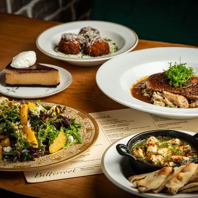 Assorted food dishes.