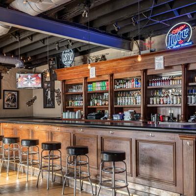 Interior, a bar.