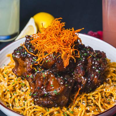 Sweet Oxtail Garlic Noodles.