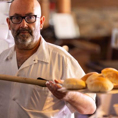 A person preparing food.