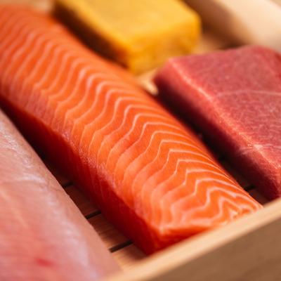 Fresh fish cuts, close up.