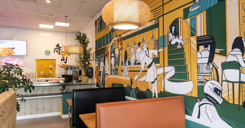 Interior, booths with tables