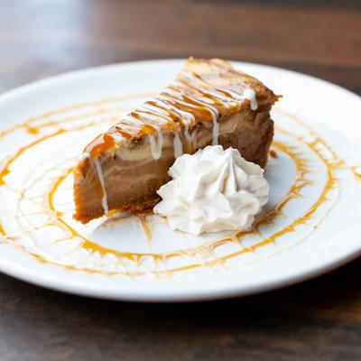 Slice of Salted Caramel Cheesecake.