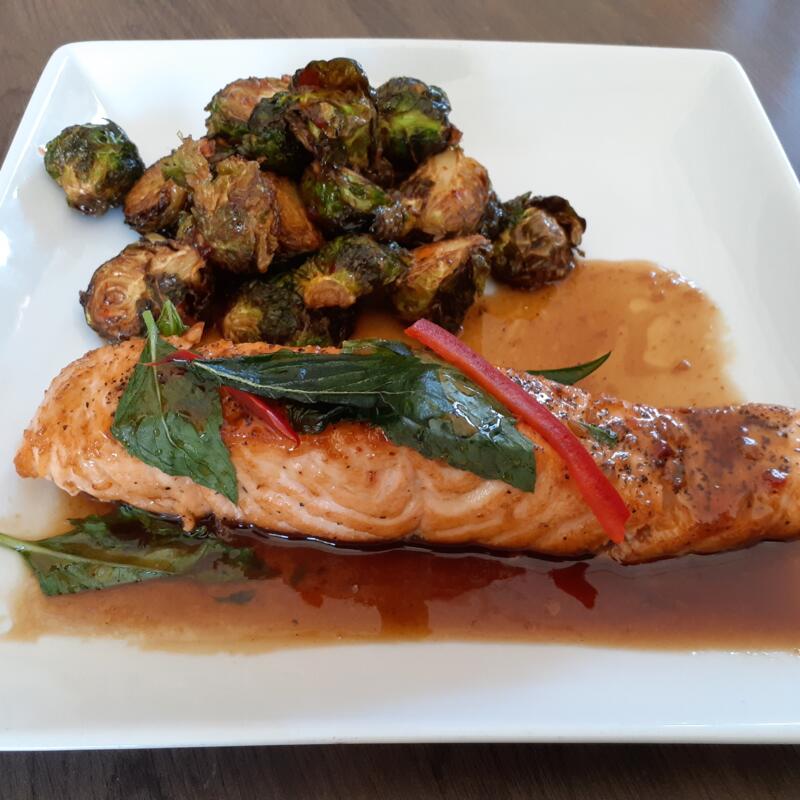 Grilled Salmon with three flavor sauce