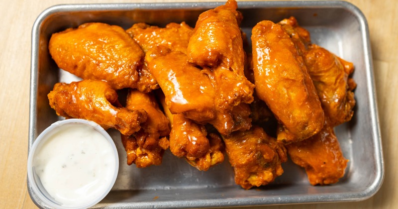 Buffalo wings, with blue cheese dressing