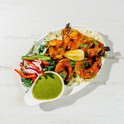 Mango Shrimp Tandoori with mint chutney.