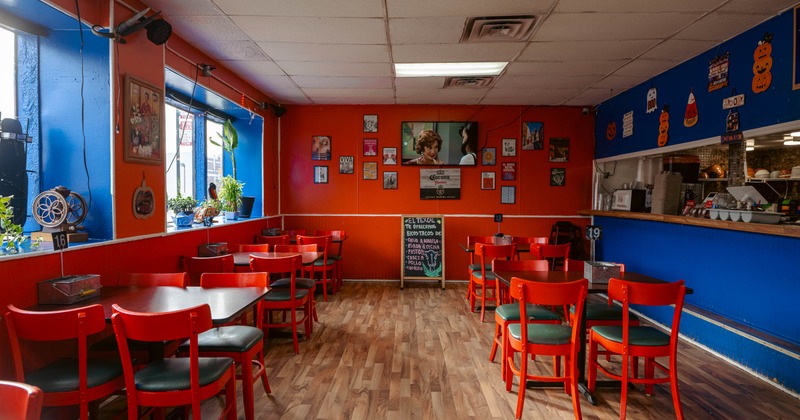 Interior, seating area wide view