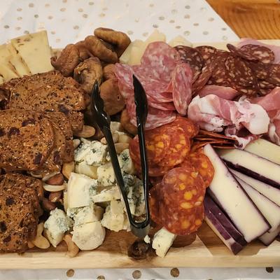 Close up of charcuterie board.