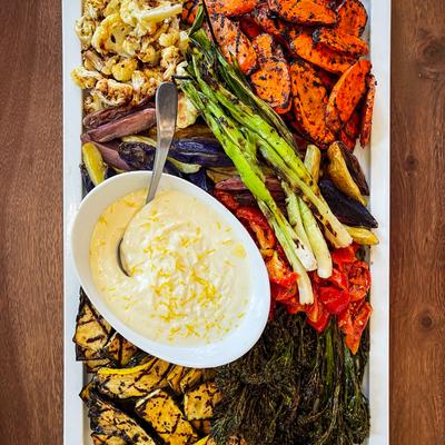 Grilled vegetables with dressing