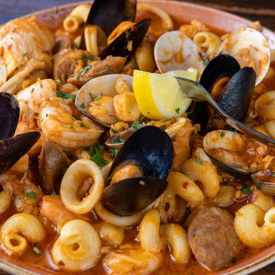 Cioppino with clams, shrimps, mussels and calamari.