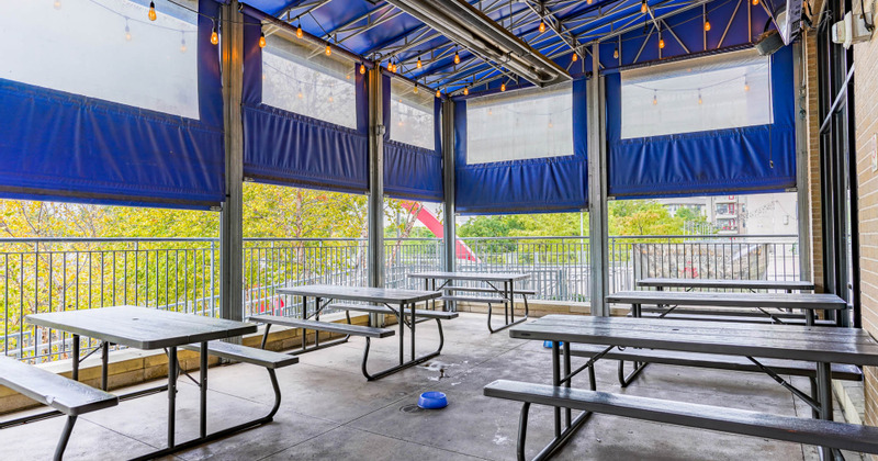 Exterior, tables ready for guests