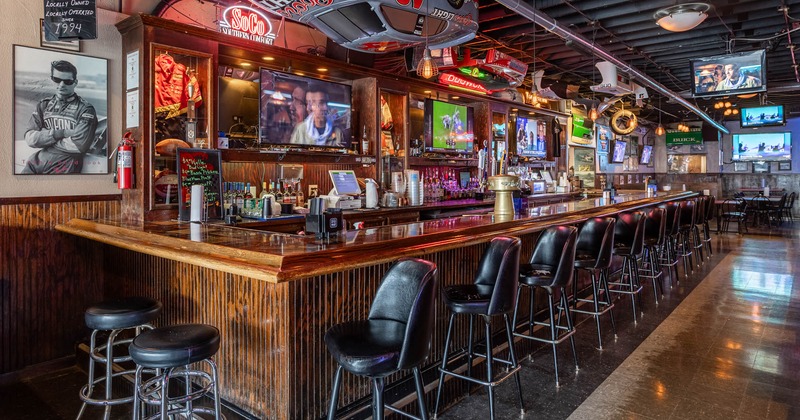 Interior, bar with bar chairs