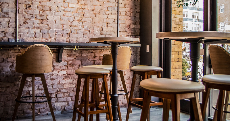 Interior, picture of bar tables and stools