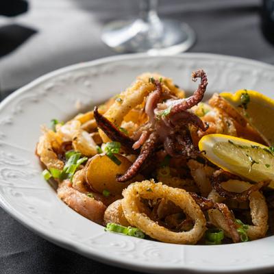 Calamari Rock Shrimp , side view