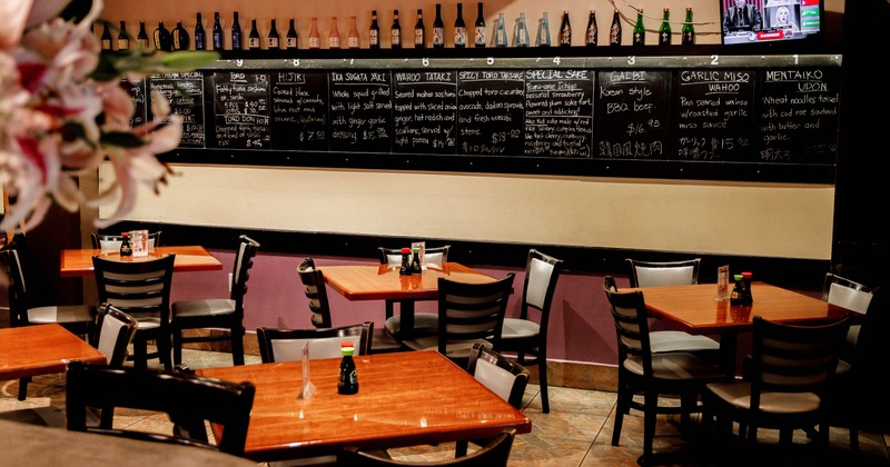 Interior, tables and chairs ready for guests