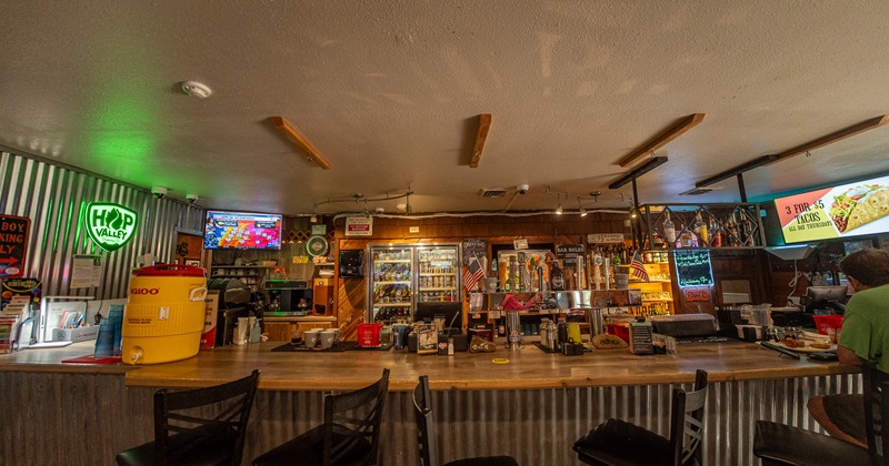 Interior, bar, stools, drink rack