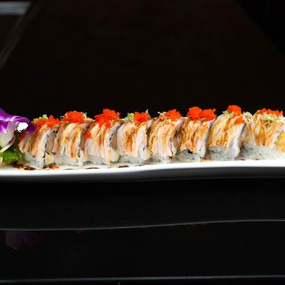 Shrimp tempura and cream cheese sushi rolls.