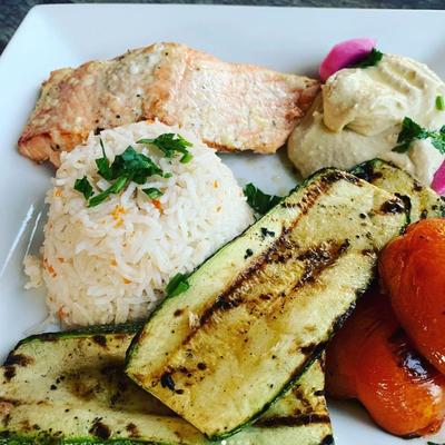 Various food in white plate