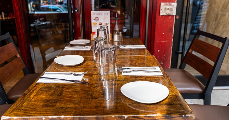 Exterior, set table and chairs