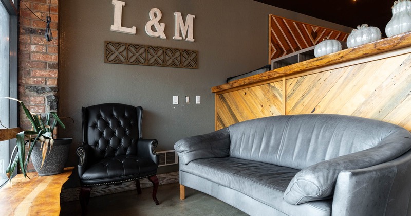 Interior, chair and sofa near window
