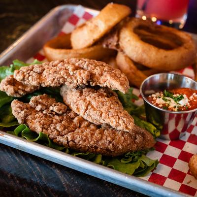 Appetizer sampler meal.