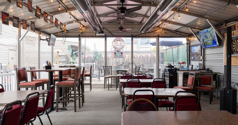 Seating area with tables and chairs