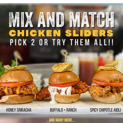 Three chicken sliders.