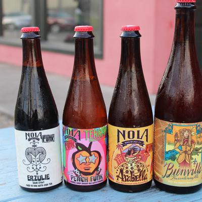 Assorted bottles of Nola beer.