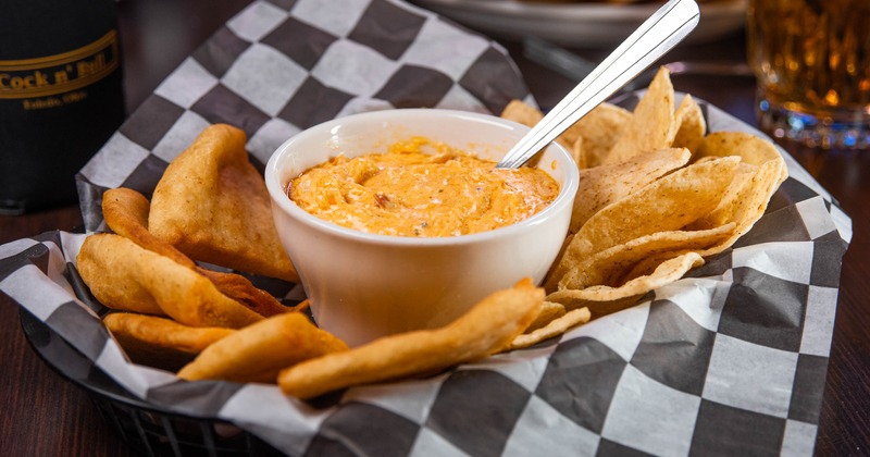Buffalo Chicken Dip and tortilla chips