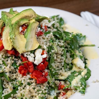 Blackened chicken quinoa salad.