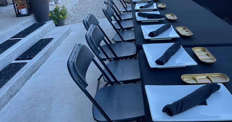 An outdoor dining setup