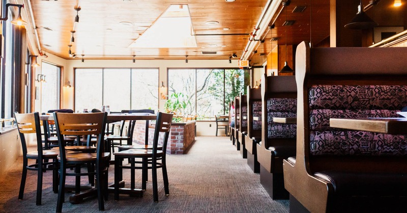 Interior, tables lined up