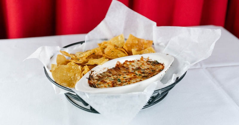 Spinach and artichoke dip with chips
