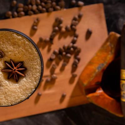 Vanilla Espresso Martini served, top view