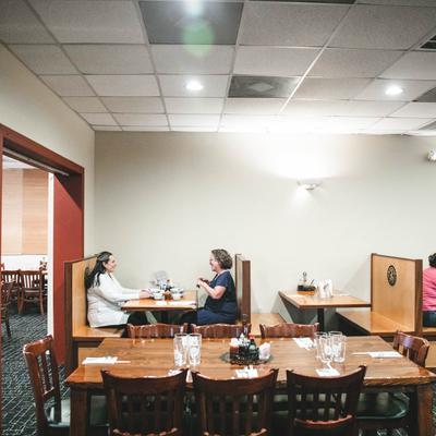 Interior, seating area.