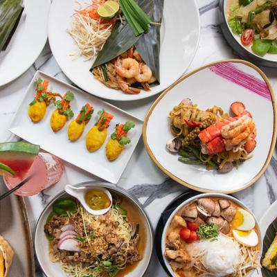 Assorted food dishes.