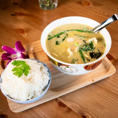 Green Curry with rice.