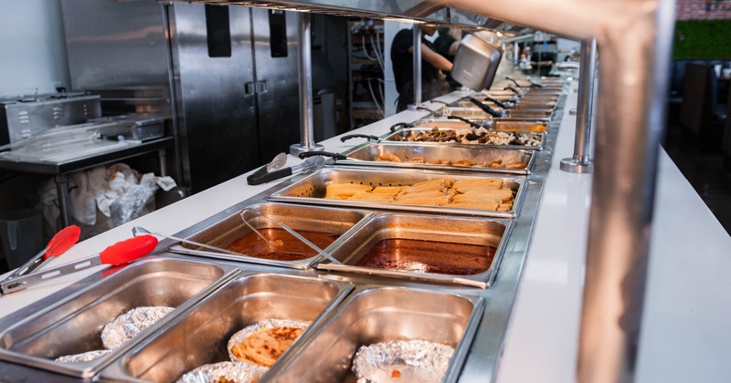 Buffet service line inside of the restaurant