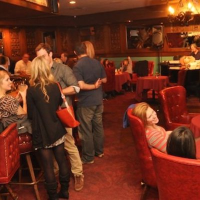 Interior, guests mingling.