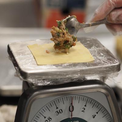 Food being measured on scales.
