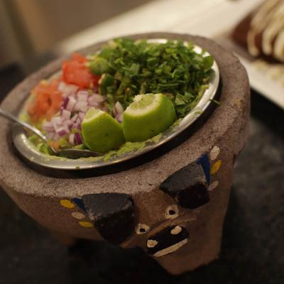 Special Guacamole served in stone mortar.